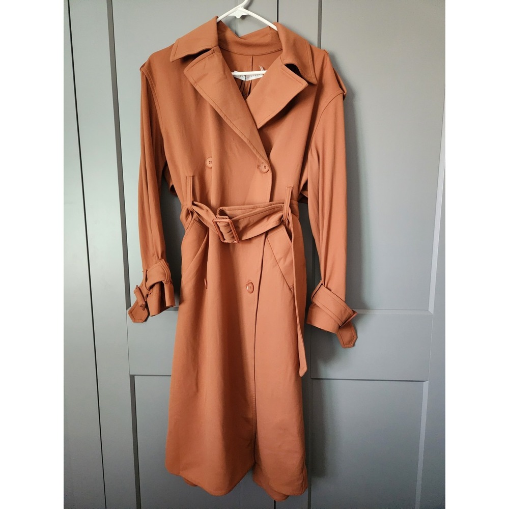 New $298 Susana Monaco Double Breasted Women's Trench Coat Sienna Brown NWT XS